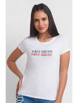 Spykar - White Printed Regular Fit T-Shirt