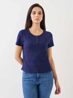 Spykar - Blue Printed Regular Fit T-Shirt