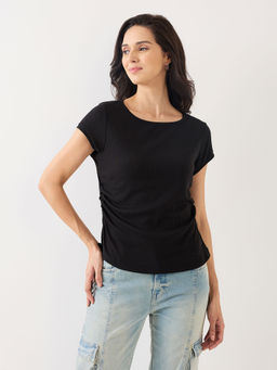 Spykar - Black Printed Slim Fit T-Shirt