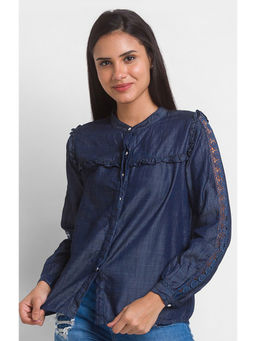 Spykar - Blue Solid Regular Fit Shirt