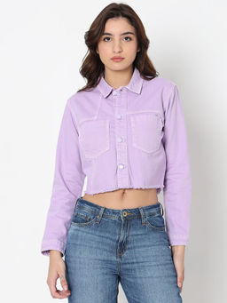 Spykar - Purple Solid Regular Fit Jacket