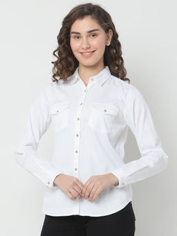 Spykar - White Solid Regular Fit Shirt