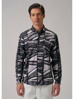 Banana Club - Multi-Color Turbulent Black Printed Shirt