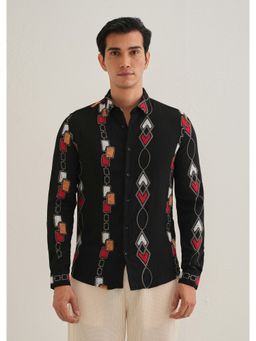 Banana Club - Black Abstract Embroidered Shirt