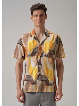 Banana Club - Yellow Abstract Half Sleeve Shirt