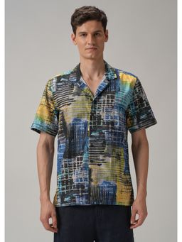 Banana Club - Multi-Color Grid Brush Stroke Half Sleeve Shirt