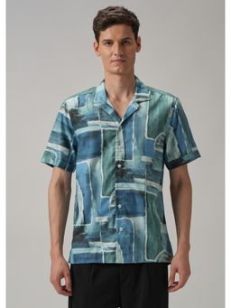 Banana Club - Blue Abstract Art Half Sleeve Shirt