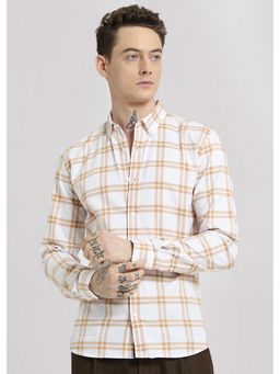 Banana Club - Tan Brown Oxford Cotton Check Shirt