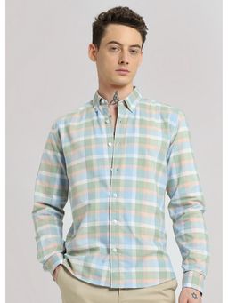 Banana Club - Multi-Color Multicolour Green Oxford Cotton Check Shirt