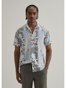 Banana Club - Paisley Blue Print Half Sleeve Shirt