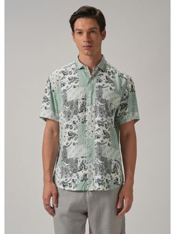 Banana Club - Paisley Mint Green Print Half Sleeve Shirt