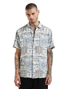 Banana Club - Blue Scarf Print Half Sleeve Shirt