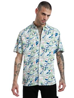 Banana Club - Multi-Color Streaked Abstract Print Half Sleeve Shirt