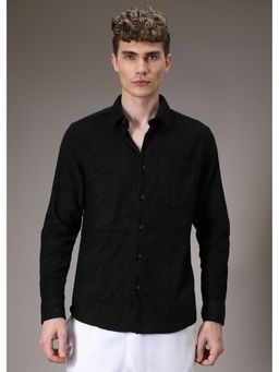 Banana Club - Black Plain Jacquard Knitted Shirt