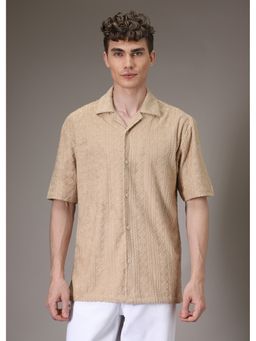Banana Club - Beige Plain Jacquard Knitted Shirt