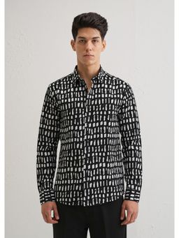 Banana Club - Black Rectangular Brushed Waffle Dobby Black Shirt