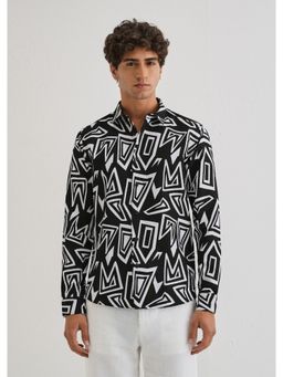 Banana Club - Black Maze Line Waffle Dobby Black Shirt