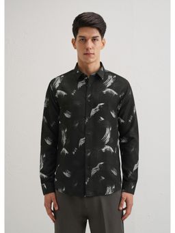 Banana Club - Brush Stroke Waffle Dobby Black Shirt