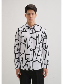 Banana Club - Angular Waffle Dobby White Shirt