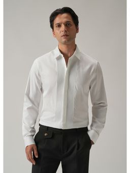 Banana Club - Embroidered Panel White Designer Shirt