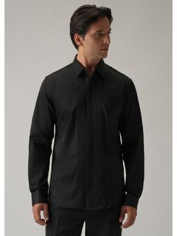 Banana Club - Embroidered Panel Black Designer Shirt