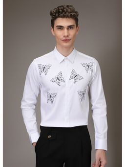 Banana Club - Flutter Embroidery White Designer Shirt