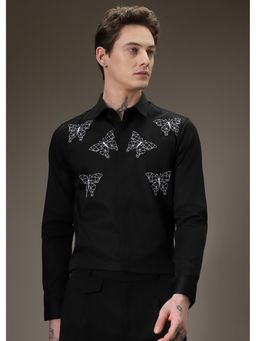 Banana Club - Flutter Embroidery Black Designer Shirt