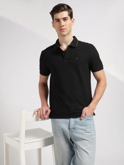 Calvin Klein - Solid Regular Fit Cotton Black Polo T-Shirt