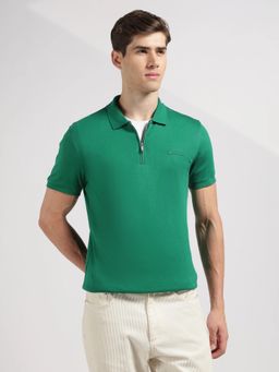 Calvin Klein - Solid Slim Fit Cotton Green Polo T-Shirt