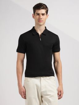 Calvin Klein - Solid Slim Fit Black Cotton Polo T-Shirt