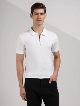 Calvin Klein - Solid Slim Fit Cotton White Polo T-Shirt