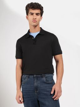 Calvin Klein - Solid Regular Fit Black Cotton Polo T-Shirt