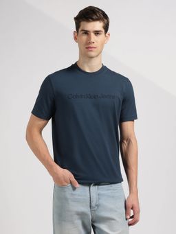 Calvin Klein - Logo Regular Fit Blue Cotton T-Shirt