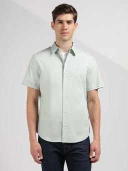 Calvin Klein - Solid Regular Fit Cotton Green Shirt