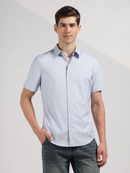 Calvin Klein - Striped Slim Fit Cotton Blue Shirt
