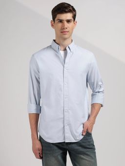 Calvin Klein - Solid Regular Fit Cotton Blue Shirt