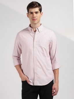 Calvin Klein - Striped Regular Fit Cotton Pink Shirt