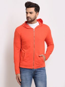DOOR74 - Men Stylish Regular Orange Hoodie