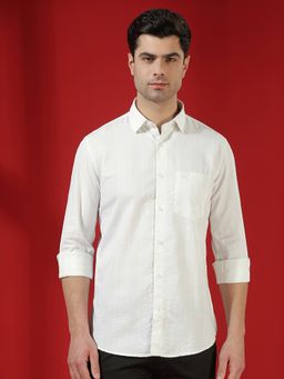 CRIMSOUNE CLUB - Men White Checked Shirt