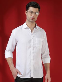 CRIMSOUNE CLUB - Men Linen White Shirt