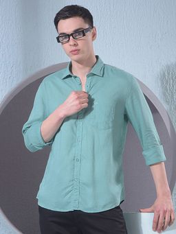 CRIMSOUNE CLUB - Green Men Linen Shirt