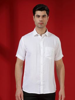 CRIMSOUNE CLUB - Men White Stripes Shirt