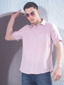 CRIMSOUNE CLUB - Men Pink Vertical Stripes Shirt