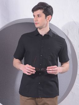 CRIMSOUNE CLUB - Men Black Linen Shirt