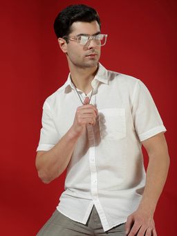CRIMSOUNE CLUB - White Men Linen Shirt