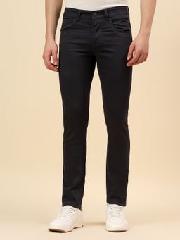 Cantabil - Men Navy Blue Cotton Regular Pant