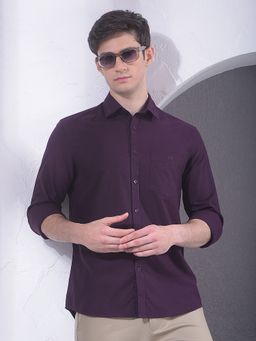 CRIMSOUNE CLUB - Men Wine Cotton Shirt