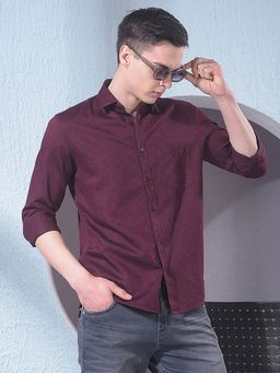 CRIMSOUNE CLUB - Men Wine Printed Shirt