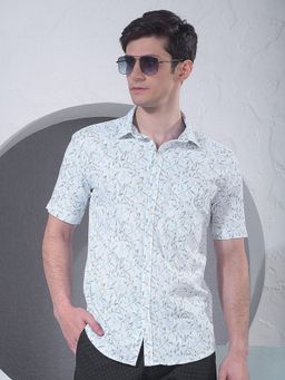 CRIMSOUNE CLUB - Men Green Floral Print Shirt
