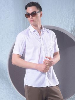 CRIMSOUNE CLUB - Men White Linen Shirt